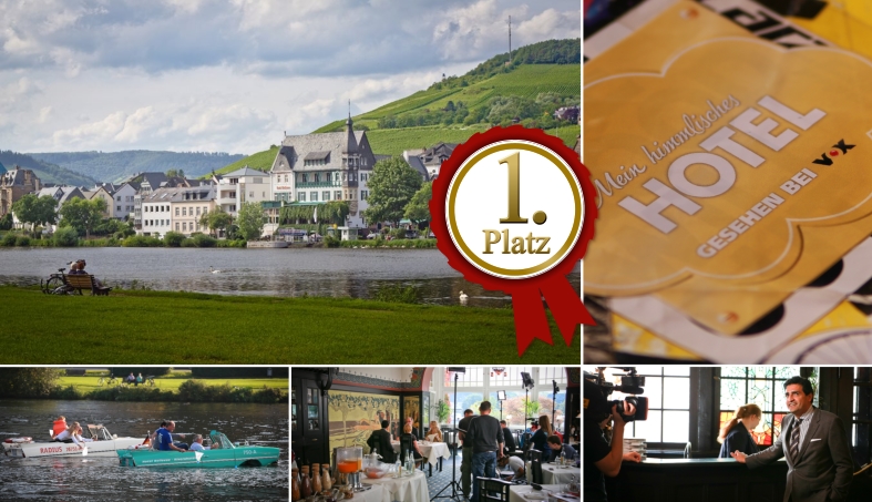 1. Platz bei "Mein himmlisches Hotel (VOX)" - Im Restaurant "Belle Epoque" - Romantik Jugendstilhotel Bellevue. 56841 Traben-Trarbach, Tel. +49 (0) 6541 7030